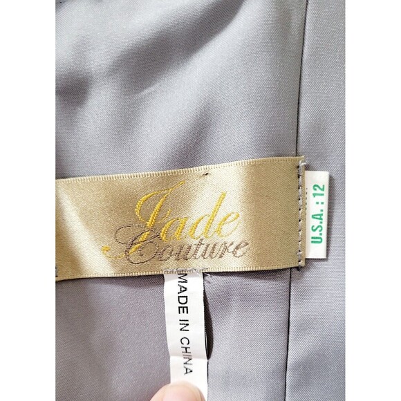 JADE COUTURE GRAY LACE Women Sheath Dress FORMAL MOTHER OF BRIDE SLEEVELESS 12 - Picture 8 of 11